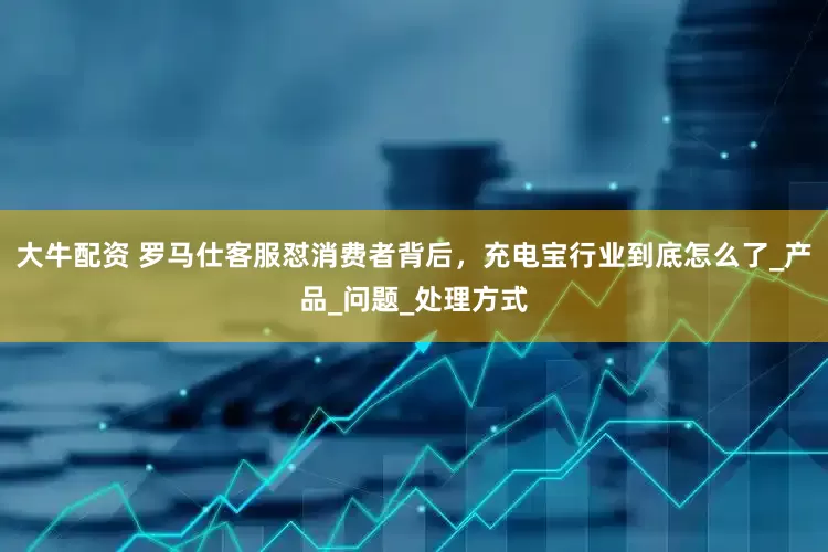 大牛配资 罗马仕客服怼消费者背后，充电宝行业到底怎么了_产品_问题_处理方式