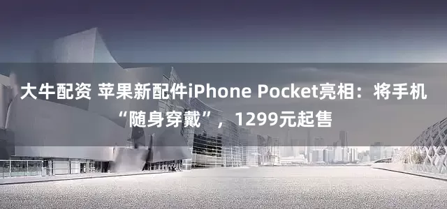 大牛配资 苹果新配件iPhone Pocket亮相：将手机“随身穿戴”，1299元起售